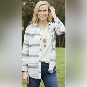 MATILDA JANE WITH JOANNA GAINES Button Down Striped Tunic White Cotton‎ XL NEW